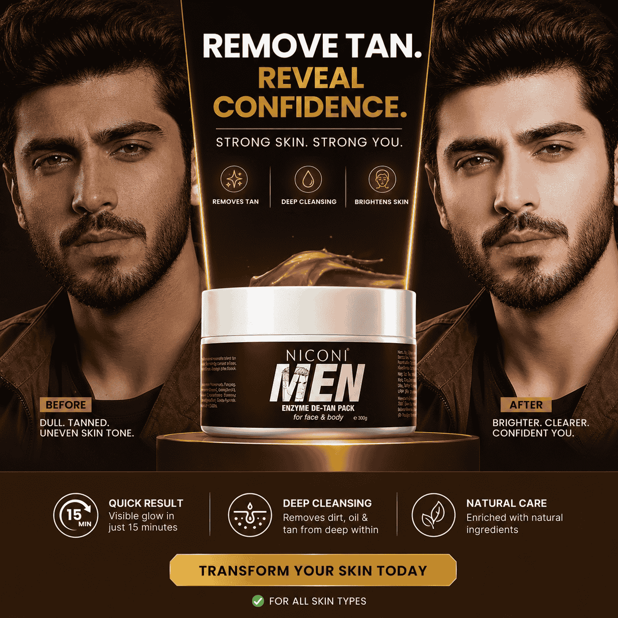 NICONI MEN PREMIUM QUALITY ENZYME DE-TAN PACK™